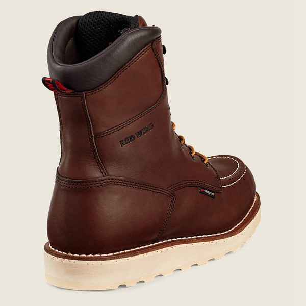 Red Wing Mens Safety Boots - Traction Tred - 8-inch Waterproof Toe - Dark Brown - DJU217938